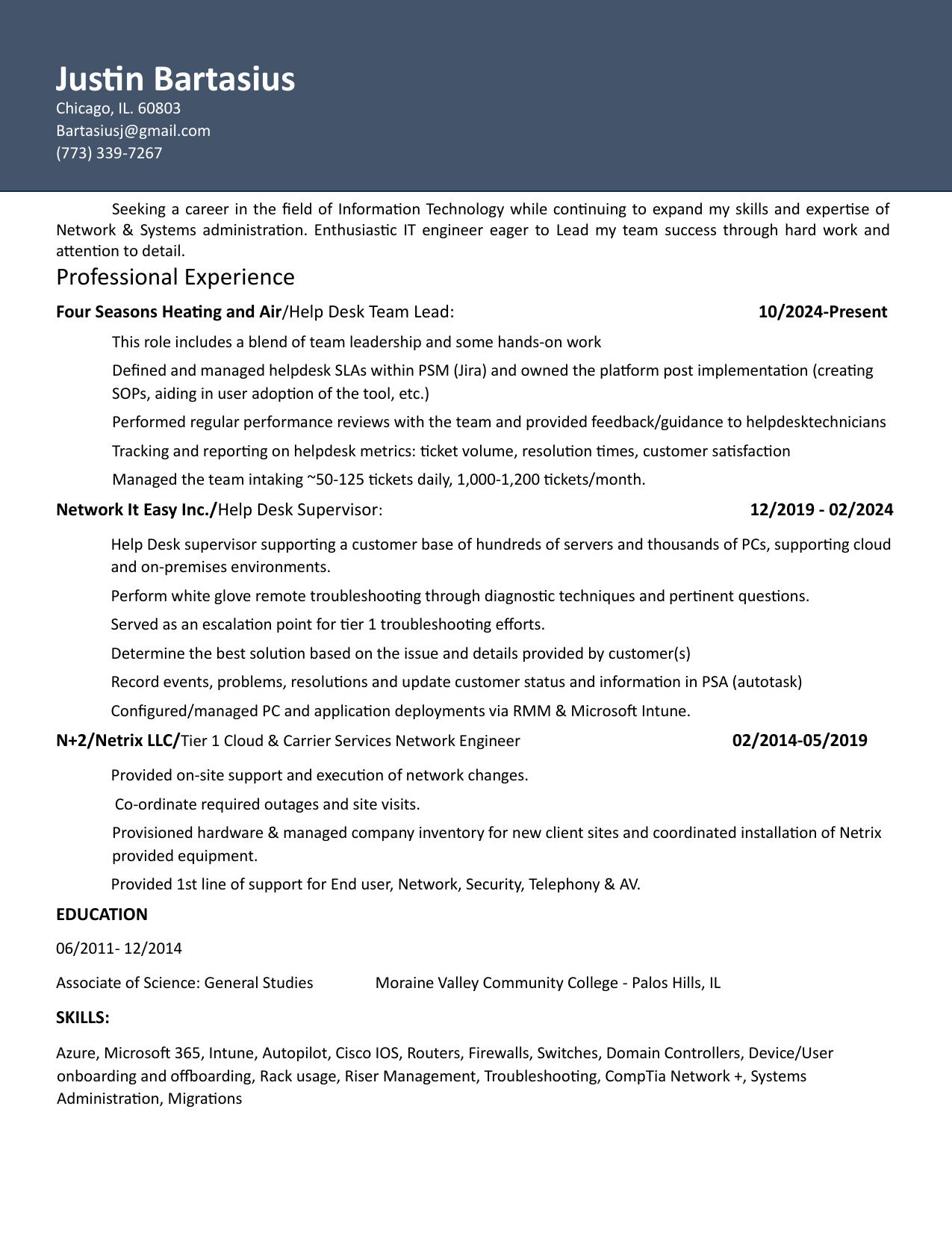 Justin Bartasius résumé page 1